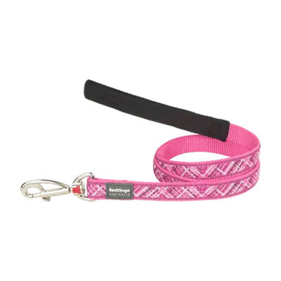 Reddingo Flanno Desenli Pembe Köpek Uzatma Tasması Medium 20 Mm 1,2 Mt 