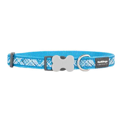 Reddingo Flanno Desenli Turkuaz Köpek Boyun Tasması Large 25 Mm 41-63 Cm 