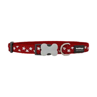 Reddingo Kırmızı Üzerine Beyaz Yıldızlı Köpek Boyun Tasması Large 25 Mm 41-63 Cm 