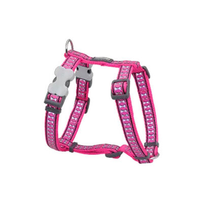 Reddingo Reflektörlü Kemik Desenli Pembe Köpek Göğüs Tasması Medium 20 Mm 