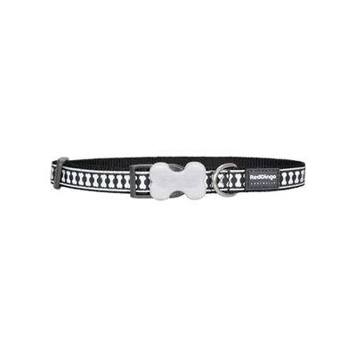 Reddingo Reflektörlü Kemik Desenli Siyah Köpek Boyun Tasması Small 15 Mm 24-36 Cm 
