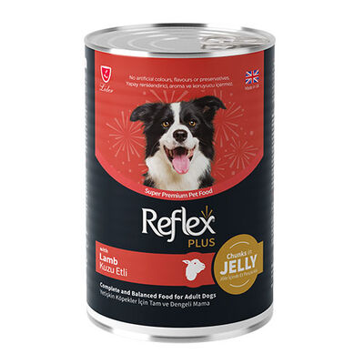Reflex Plus Jöle İçinde Et Parçacıklı Kuzu Etli Yetişkin Köpek Konservesi 400 Gr 