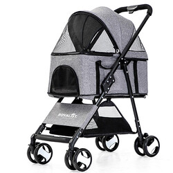 Royalist - Royalist DTC-802 Katlanabilir Kedi Köpek Arabası Gri 65x42x94 Cm 