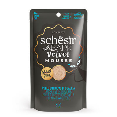 Schesir After Dark Pouch Tavuklu ve Bıldırcın Yumurtalı Tahılsız Yetişkin Kedi Konservesi 12 Adet 80 Gr 