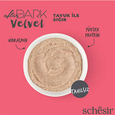 Schesir After Dark Pouch Tavuklu ve Sığır Etli Tahılsız Yetişkin Kedi Konservesi 12 Adet 80 Gr 