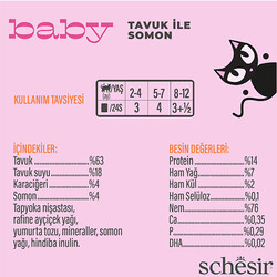 Schesir Babycat Tavuklu ve Somon Balıklı Tahılsız Yavru Kedi Konservesi 12 Adet 70 Gr - Thumbnail