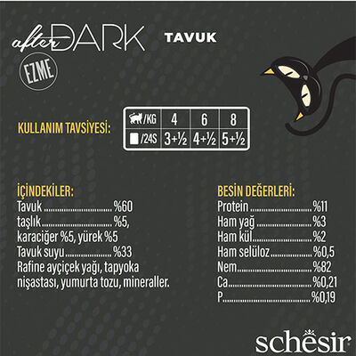 Schesir After Dark Pate Tavuk Etli Tahılsız Yetişkin Kedi Konservesi 12 Adet 80 Gr 
