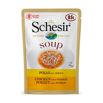 Schesir Tavuklu ve Bal Kabaklı Tahılsız Yetişkin Kedi Çorbası 6 Adet 85 Gr 