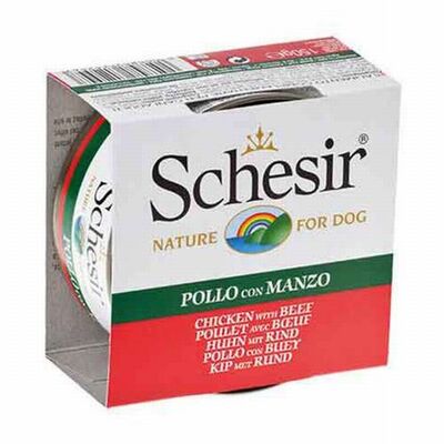 Schesir Tavuklu ve Sığır Etli Jelly Yetişkin Köpek Konservesi 6 Adet 150 Gr 