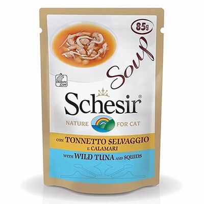 Schesir Ton Balıklı ve Kalamarlı Tahılsız Kedi Çorbası 6 Adet 85 Gr 