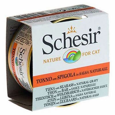 Schesir Ton Balıklı ve Levrekli Soslu Yetişkin Kedi Konservesi 6 Adet 70 Gr 