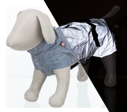 Trixie - Trixie Fosforlu ve Reflektörlü Köpek Yağmurluğu Large 62 Cm Gümüş Mavi