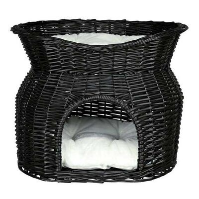 Trixie İki Katlı Peluş Hasır Kedi Yatağı 54x43x37 Cm Siyah