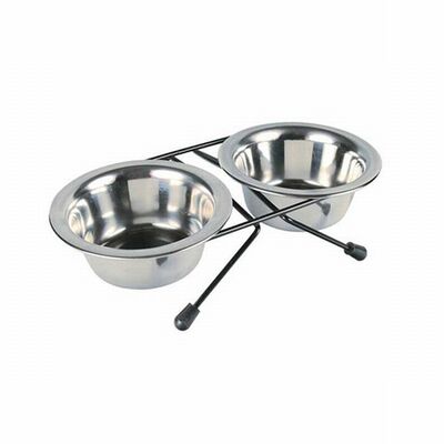 Trixie Paslanmaz Çelik Kedi ve Köpek İkili Mama Kabı 2x1,8 Lt 20 Cm 