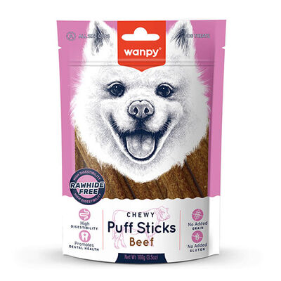 Wanpy Chewy Puff Sticks Sığır Etli Tahılsız Köpek Ödülü 100 Gr 