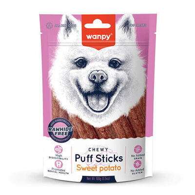 Wanpy Chewy Puff Sticks Tatlı Patatesli Tahılsız Köpek Ödülü 100 Gr 