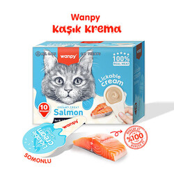 Wanpy - Wanpy Somonlu Kaşık Krema Kedi Ödül Maması 10x16 Gr 