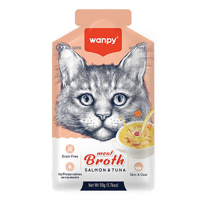 Wanpy Ton Balıklı ve Somonlu Tahılsız Kedi Çorbası 50 Gr 