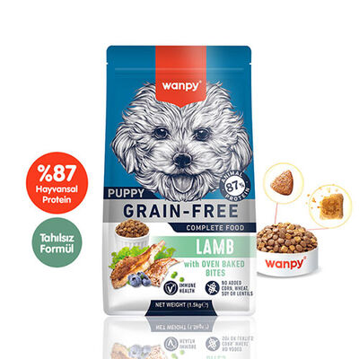 Wanpy With Oven Baked Bites Kuzulu Tahılsız Yavru Köpek Maması 1,5 Kg 
