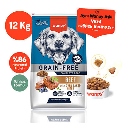 Wanpy With Oven Baked Bites Sığır Etli Tahılsız Yetişkin Köpek Maması 12 Kg 
