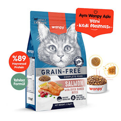Wanpy - Wanpy With Oven Baked Bites Somonlu Tahılsız Yetişkin Kedi Maması 1,5 Kg 