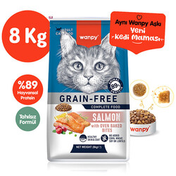 Wanpy - Wanpy With Oven Baked Bites Somonlu Tahılsız Yetişkin Kedi Maması 8 Kg 