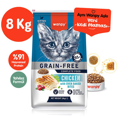Wanpy With Oven Baked Bites Tavuklu Tahılsız Yavru Kedi Maması 8 Kg 