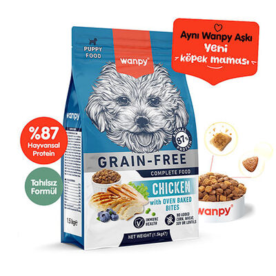Wanpy With Oven Baked Bites Tavuklu Tahılsız Yavru Köpek Maması 1,5 Kg 