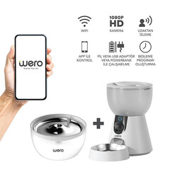 Wero - Wero 2in1 Kameralı, Wi-Fi Destekli Akıllı Otomatik Kedi & Köpek Mama ve Su Kabı Seti 