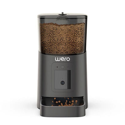 Wero Akıllı Kedi Köpek Mama Kabı Pro 1080p Ayarlanabilir Kamera Wifi Kontrol Pet Feeder Metal Kase Siyah 6 Lt 