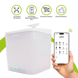 Wero - Wero Akıllı Kedi Köpek Su Şelalesi Su Pınarı Su Sebili Otomatik Su Temizleme WiFi Uv 2,2 Lt Beyaz 