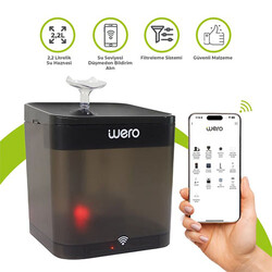 Wero - Wero Akıllı Kedi Köpek Su Şelalesi Su Pınarı Su Sebili Otomatik Su Temizleme WiFi Uv 2,2 Lt Siyah 