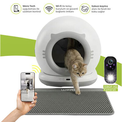 Wero Akıllı Kedi Tuvaleti Max Kameralı Versiyon CLB MAXCAM 