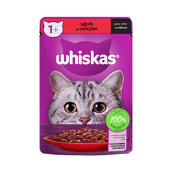 Whiskas - Whiskas Pouch Sos İçinde Sığır Etli Yetişkin Kedi Konservesi 6 Adet 85 Gr 