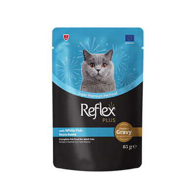 Reflex Plus White Fish Gravy Sos İçinde Parça Beyaz Balık Etli Yetişkin Kedi Konservesi 85 Gr 